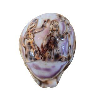 VTG Hand Carved Shell Hula Dancers Palm Tree Made in Taiwan Republic of China